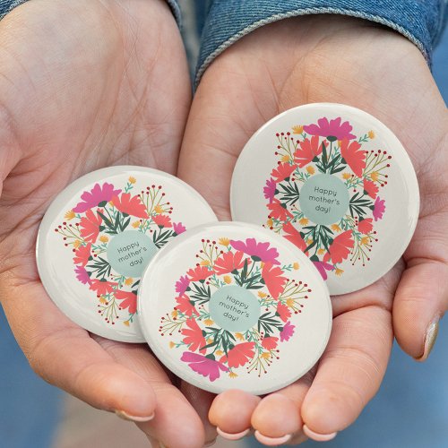 Happy mothers day floral button