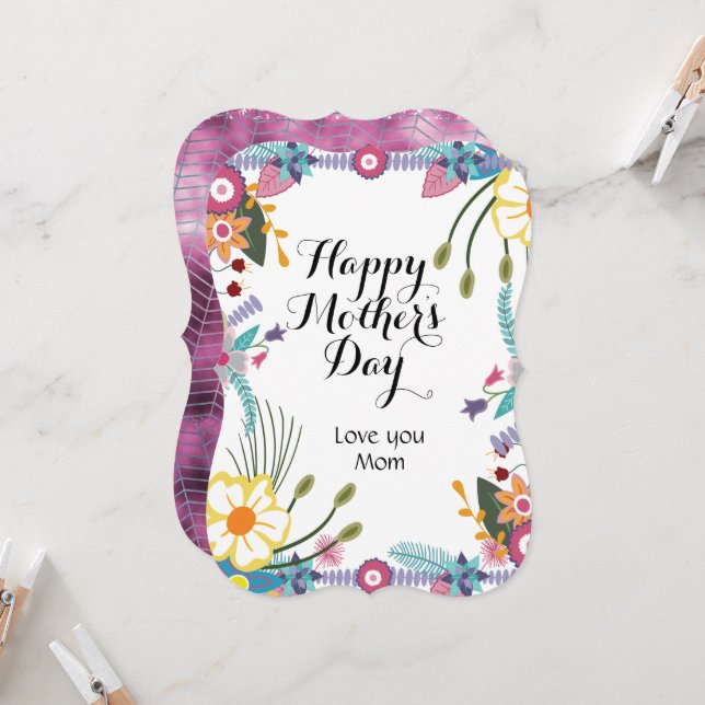 Happy Mothers day floral Card (Front/Back In Situ)