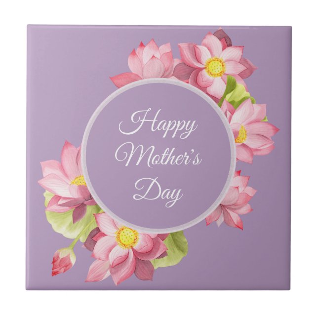 Happy Mother's Day Floral Ceramic Tile (Front)