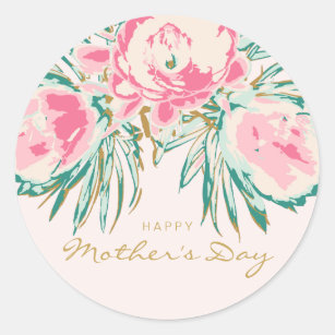 Happy Mother's Day Floral Classic Round Sticker