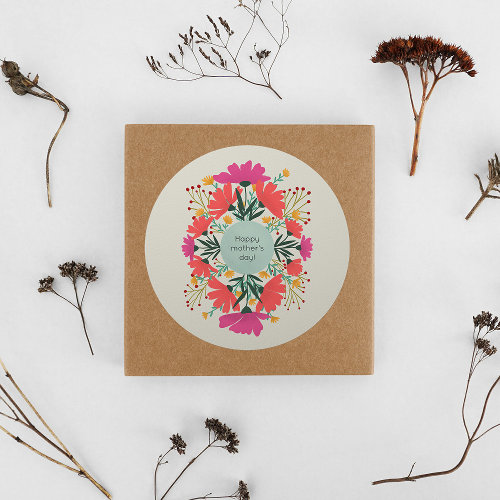 Happy mothers day floral classic round sticker