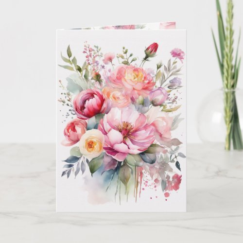Happy Mothers Day Floral Drip Watercolor Style Card