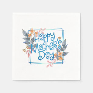 Happy Mother's Day Floral Frame Paper Napkin