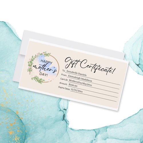 Happy Mothers Day Floral Gift Certificate