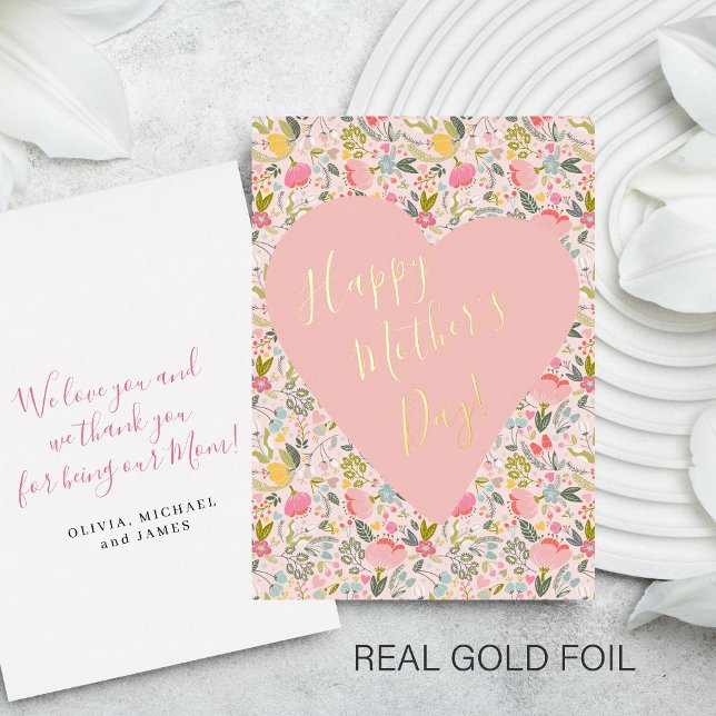 Happy Mother's Day floral gold foil greeting card (Creator Uploaded)