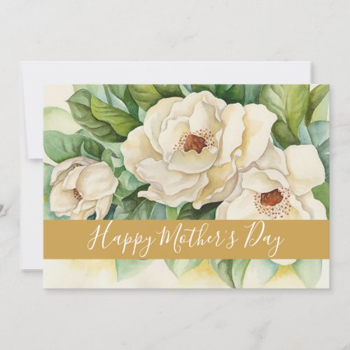 Happy Mothers Day Floral Gold Name Script Holiday Card