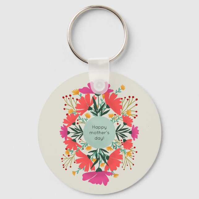 Happy mother's day floral keychain (Front)
