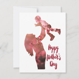 Happy mother's day, floral mom and son sketch thank you card
