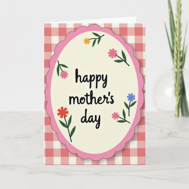 Happy Mothers Day Floral Oval Card (Front)