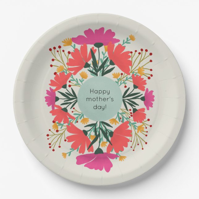 Happy mother's day floral paper plates (Front)
