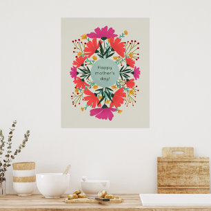 Happy mother's day floral poster
