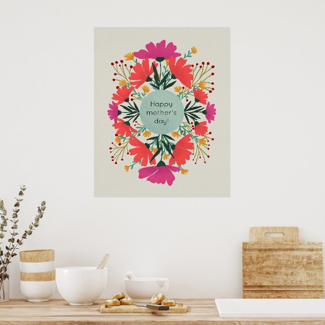 Happy mother's day floral poster (Kitchen)