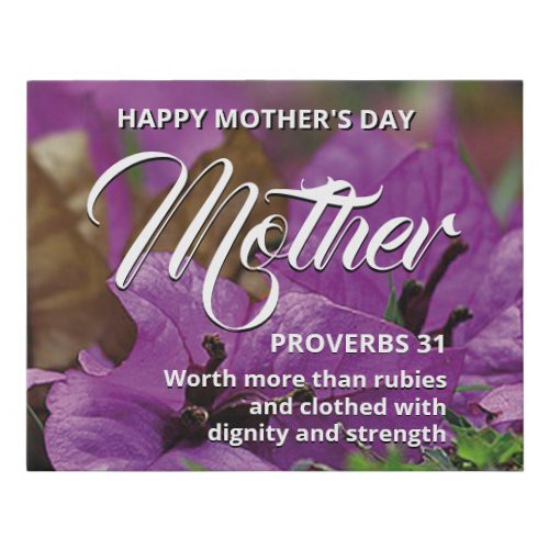 HAPPY MOTHERS DAY  Floral  Proverbs 31 Faux Canvas Print