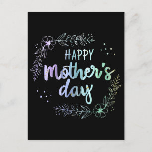 Happy Mother's Day Floral Rainbow Colors Postcard