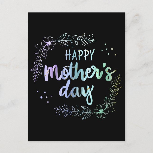 Happy Mother's Day Floral Rainbow Colors Postcard (Front)