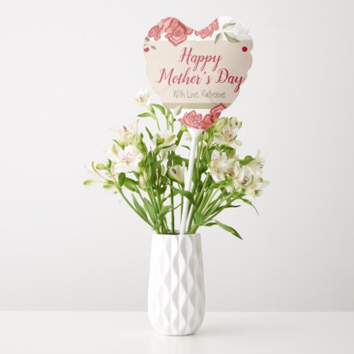 Happy Mothers Day Floral Red Rose Mothers Day Balloon