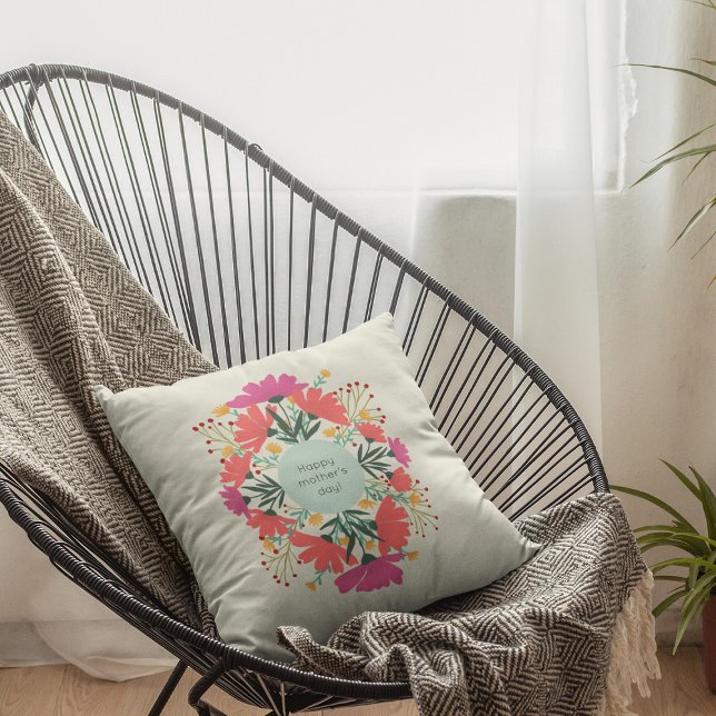 Happy mother's day floral throw pillow (Creator Uploaded)