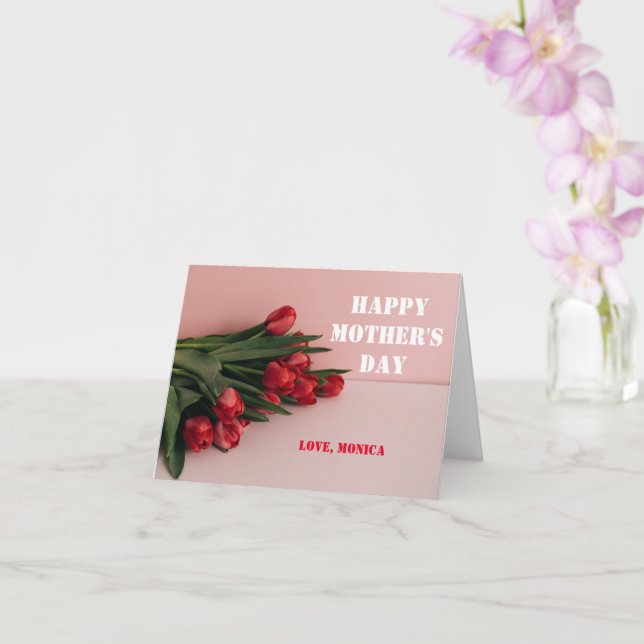Happy Mother's Day Floral Tulips Mom Modern Cute Card (Orchid)
