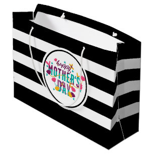 Happy Mothers Day Floral & typography Large Gift Bag