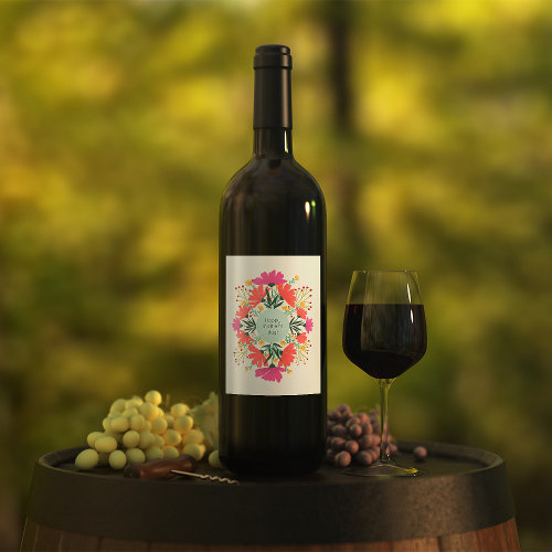 Happy mothers day floral wine label