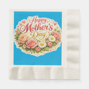 Happy Mother's Day floral wreath pocket Napkins