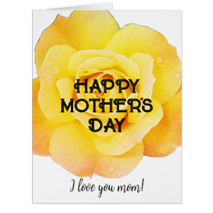 Happy Mother's Day Floral Yellow Rose Custom Text Cards