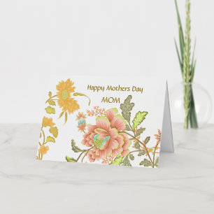 Happy Mothers Day Florals Personalized Foil Holiday Card