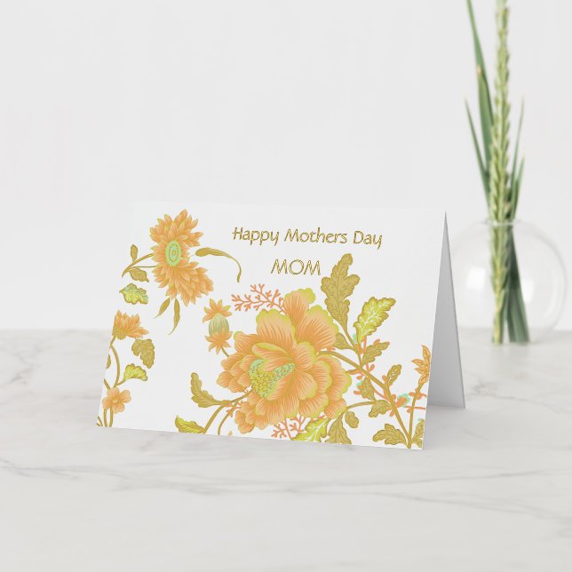 Happy Mothers Day Florals Personalized Foil Holiday Card (Front)