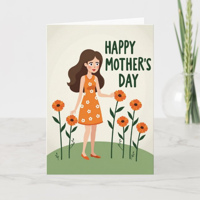 Happy Mothers Day Flower Art Card (Front)
