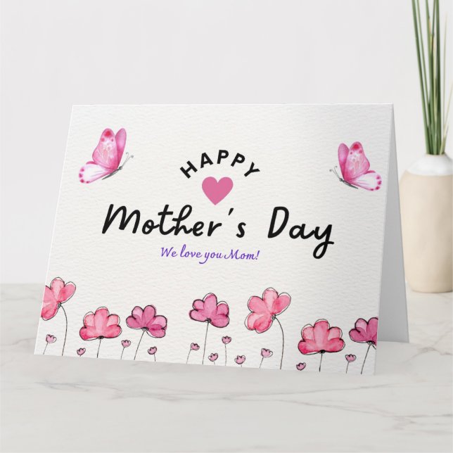 Happy Mother's Day |  Flowers and butterfly Card (Front)
