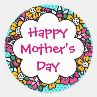 Happy Mother's Day Flowers Classic Round Sticker