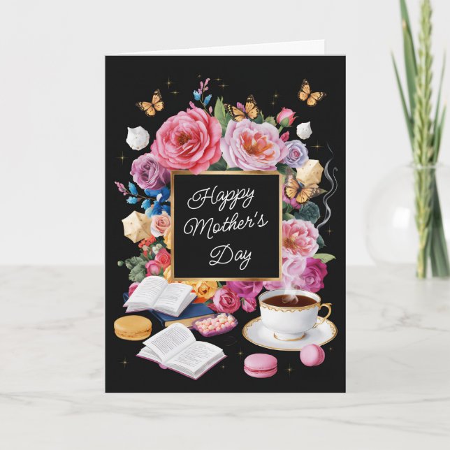 Happy Mother's Day Flowers & Macarons Customizable Card (Front)