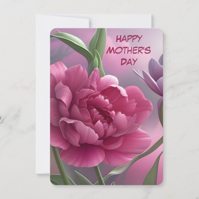Happy Mother's Day Flowers, Peony, Floral, Card (Front)
