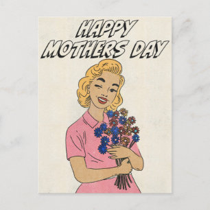 Happy mothers Day Flowers Postcard