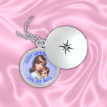 Happy Mother's Day For My Wife | Locket Necklace<br><div class="desc">Monogrammed for you to insert your own image and change the text. Happy Mother's Day - For My Wife with a cute mom and son on a blue background. Sterling silver necklace.</div>