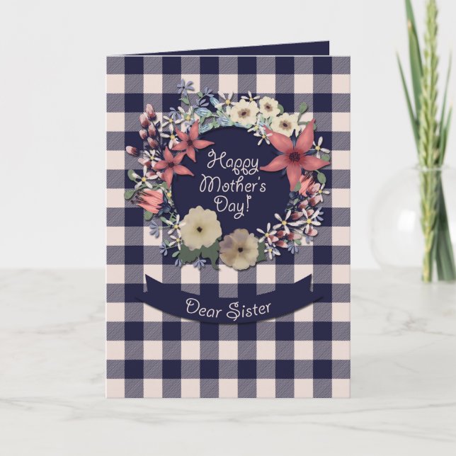 Happy Mother's Day! | For Sister | Plaid Floral Card (Front)