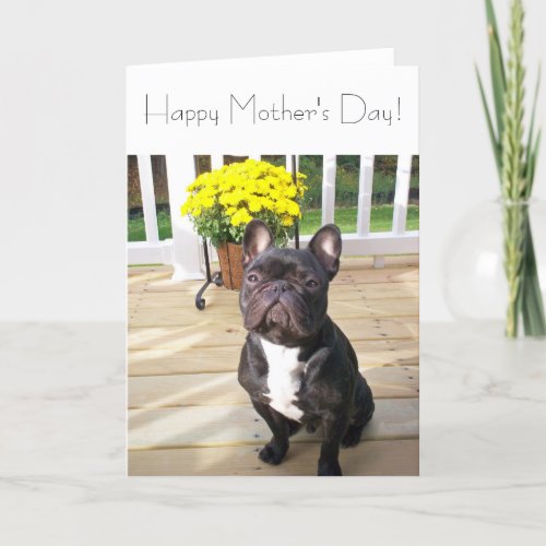 Happy Mothers Day French Bulldog wFlowers Card