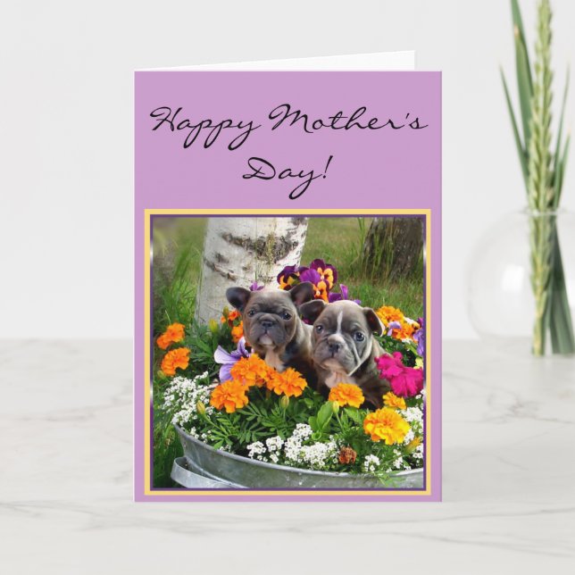 Happy Mother's day French bulldogs greeting card (Front)