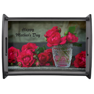 Happy Mother's Day Fresh-Cut Red Roses Serving Tray