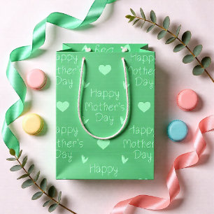 Happy Mother's Day Fresh Green Heart Medium Gift Bag