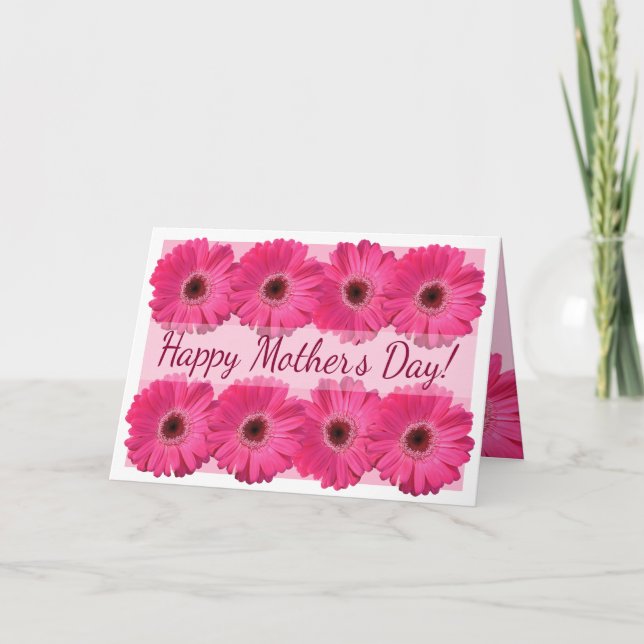 Happy Mother's Day Fresh Pink Gerber Daisies Card (Front)