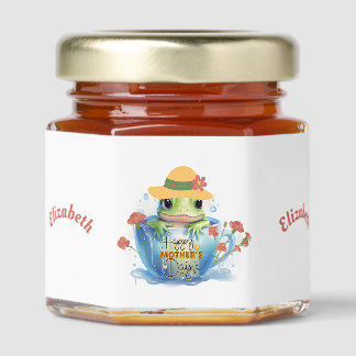 Happy Mother's Day Frog and Hat in a Teacup Honey Jar Favors