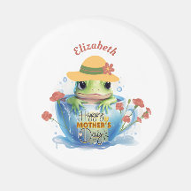 Happy Mother's Day Frog and Hat in a Teacup
