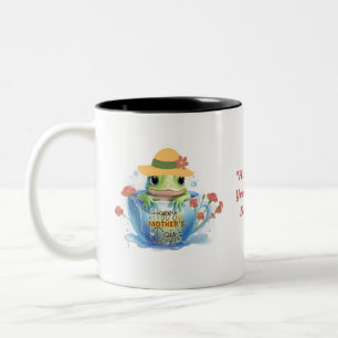 Happy Mother's Day Frog and Hat in a Teacup Two-Tone Coffee Mug