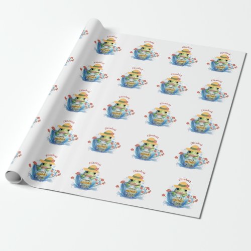 Happy Mothers Day Frog and Hat in a Teacup Wrapping Paper