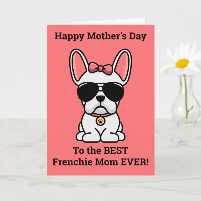 Happy Mother's Day from Dog White Frenchie Card (Small Plant)