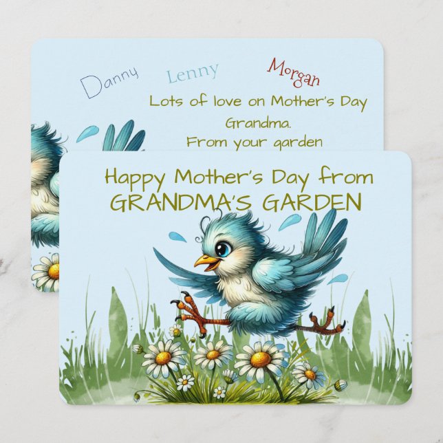 Happy Mother's Day from GRANDMA'S GARDEN Funny Bir Holiday Card (Front/Back)