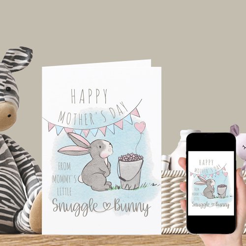Happy Mothers Day from Little Snuggle Bunny Blue Holiday Card
