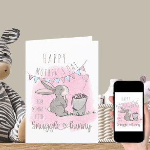 Happy Mothers Day from Little Snuggle Bunny Pink Holiday Card