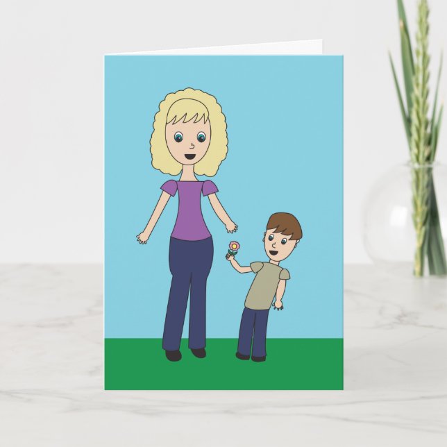 Happy Mothers Day from Son Flower Cute Personalize Card (Front)